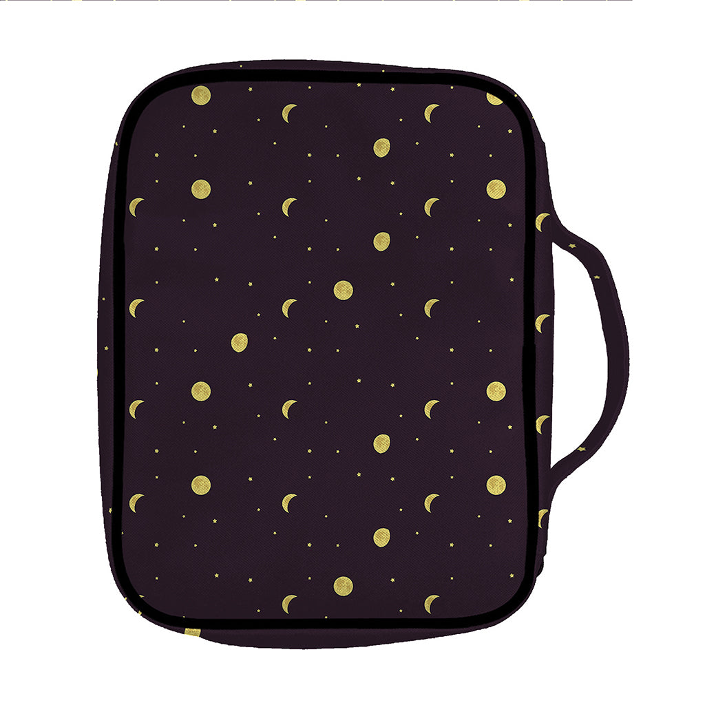 Moon Phase And Stars Pattern Print Front Pocket Bible Bag