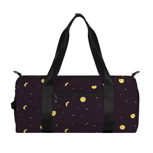Moon Phase And Stars Pattern Print Gym Bag
