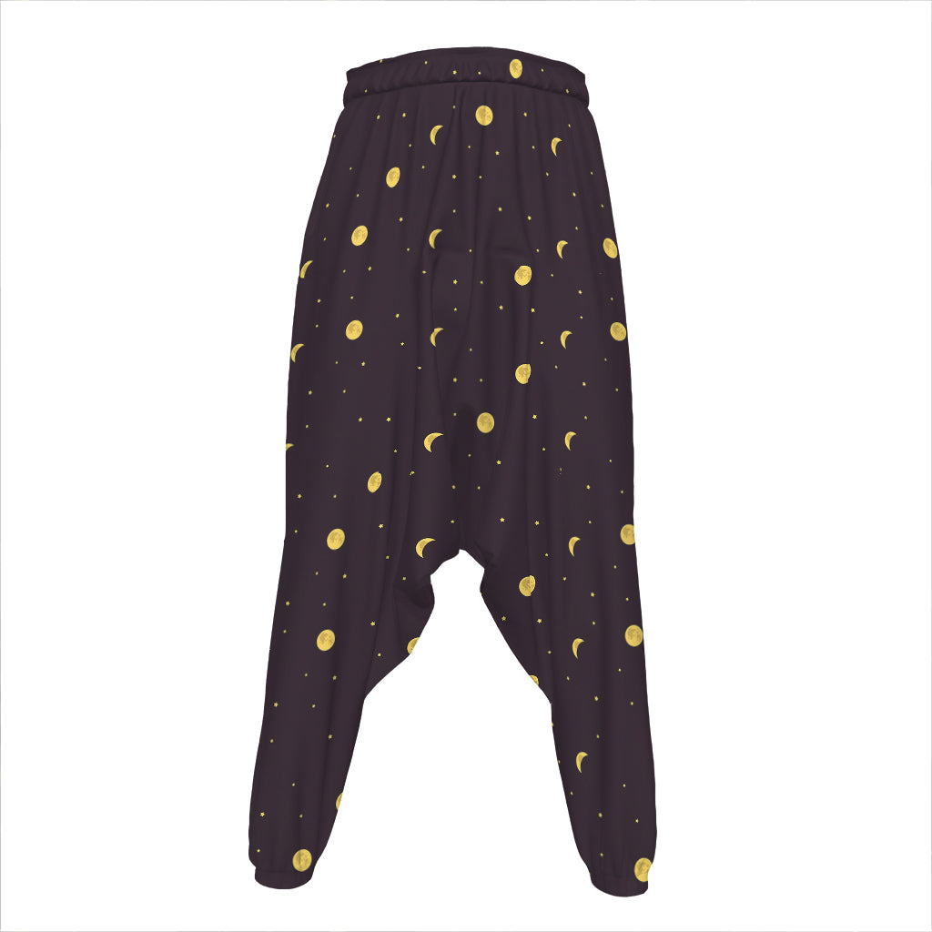 Moon Phase And Stars Pattern Print Hammer Pants
