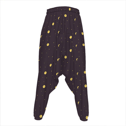 Moon Phase And Stars Pattern Print Hammer Pants