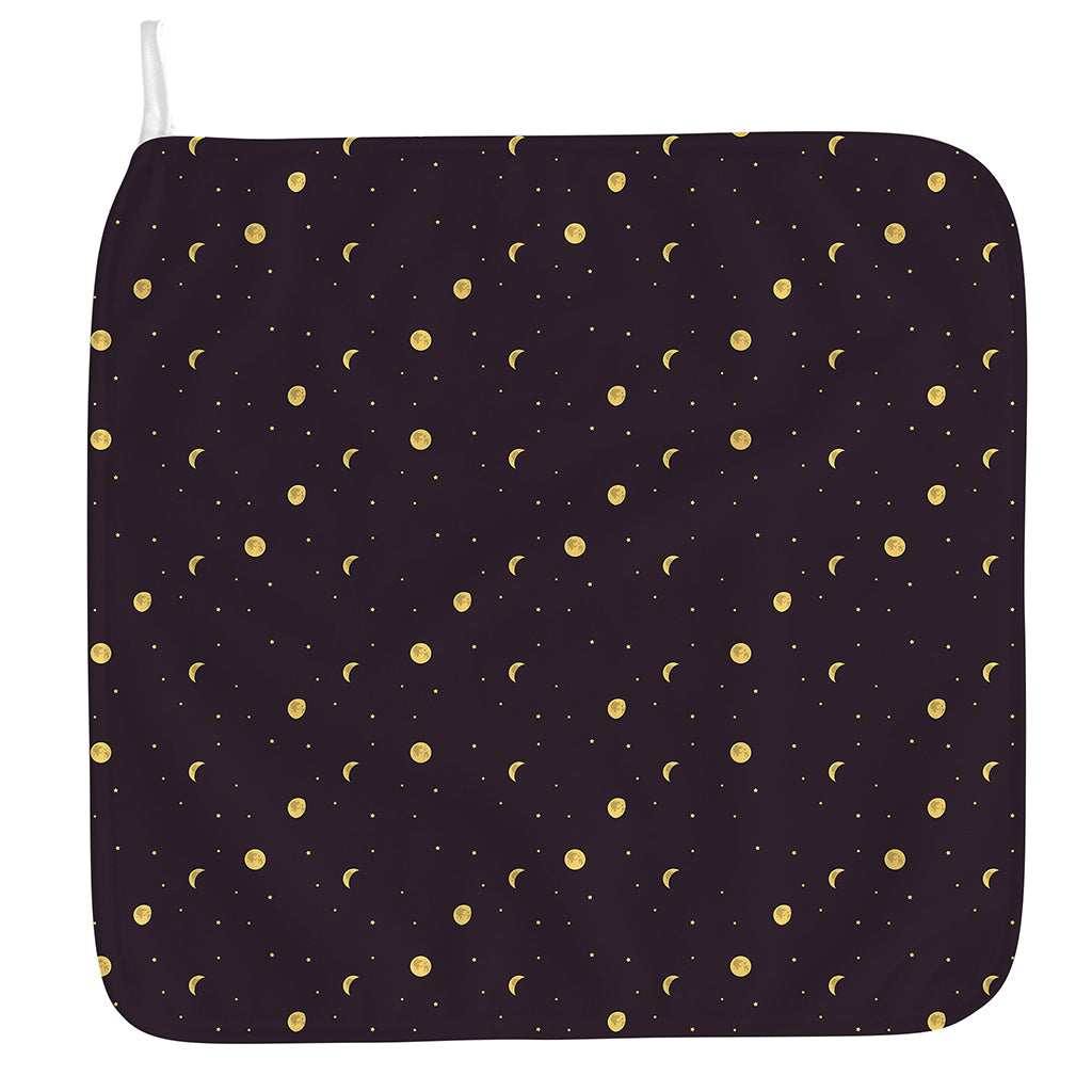 Moon Phase And Stars Pattern Print Hand Towel
