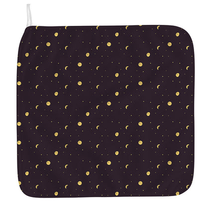 Moon Phase And Stars Pattern Print Hand Towel