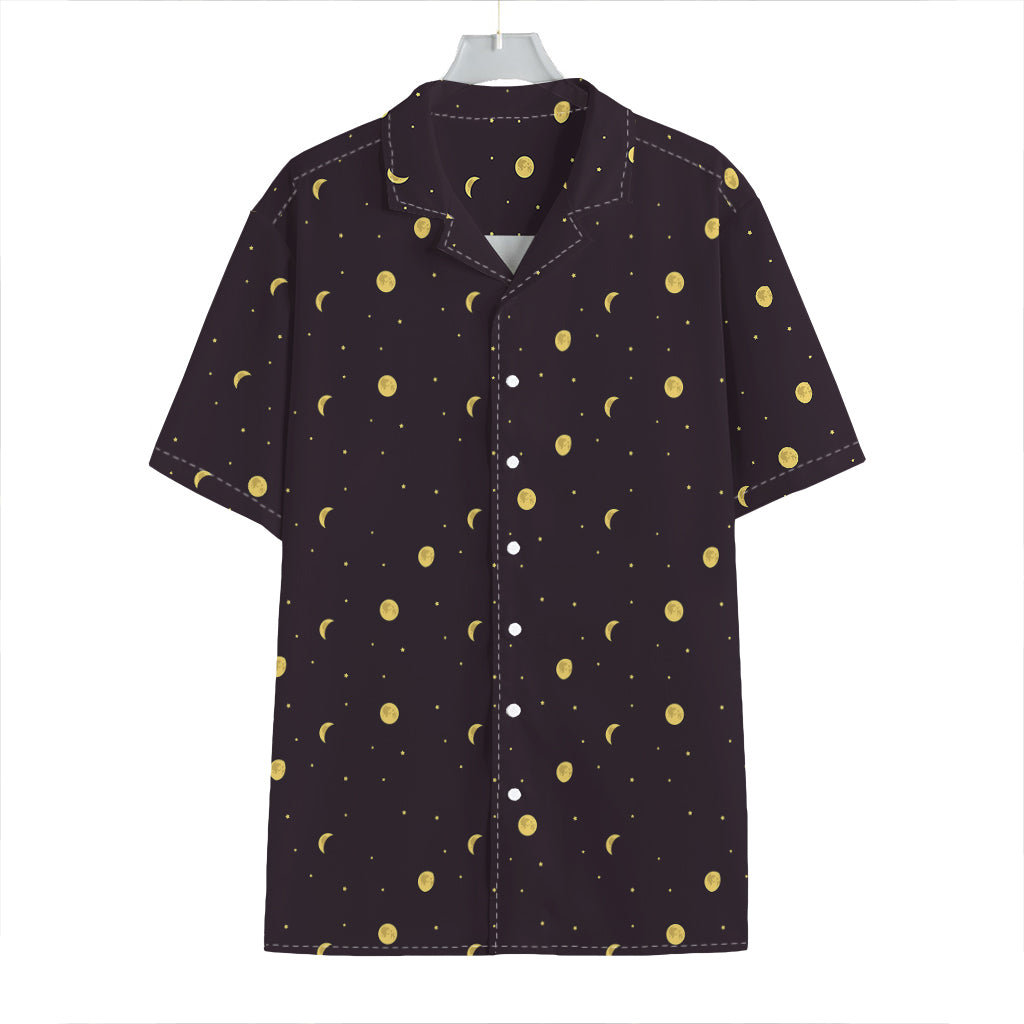 Moon Phase And Stars Pattern Print Hawaiian Shirt