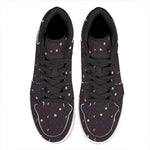 Moon Phase And Stars Pattern Print High Top Leather Sneakers