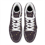 Moon Phase And Stars Pattern Print High Top Leather Sneakers