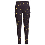 Moon Phase And Stars Pattern Print High-Waisted Pocket Leggings