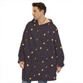 Moon Phase And Stars Pattern Print Hoodie Blanket