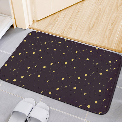 Moon Phase And Stars Pattern Print Indoor Door Mat