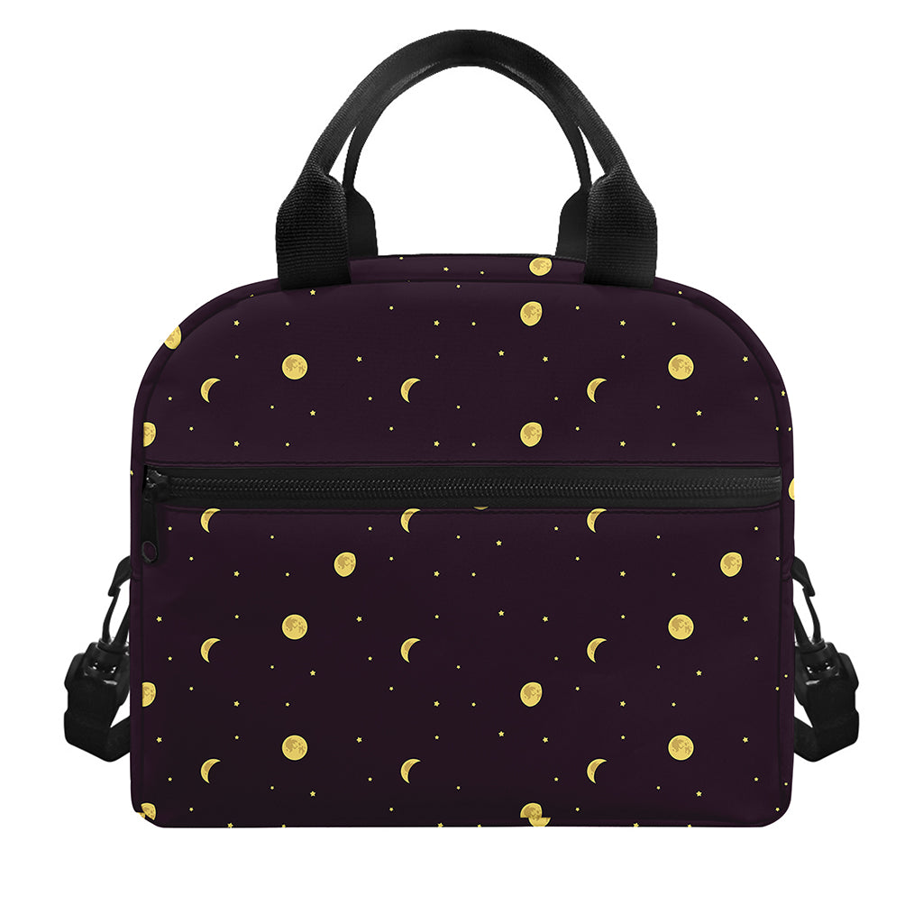 Moon Phase And Stars Pattern Print Insulated Lunch Bag