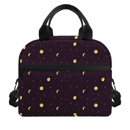 Moon Phase And Stars Pattern Print Insulated Lunch Bag
