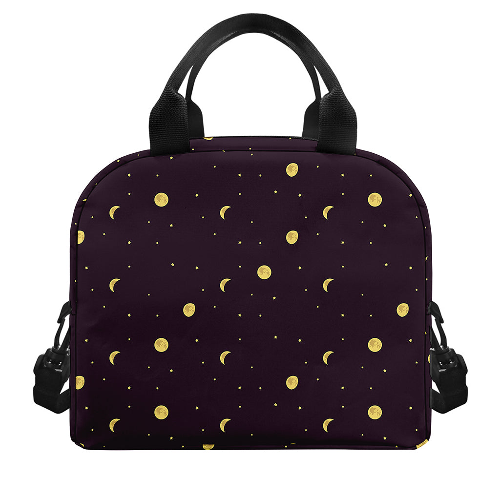 Moon Phase And Stars Pattern Print Insulated Lunch Bag