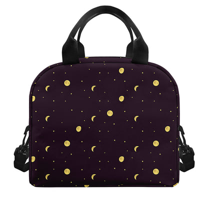 Moon Phase And Stars Pattern Print Insulated Lunch Bag