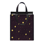 Moon Phase And Stars Pattern Print Insulated Lunch Tote