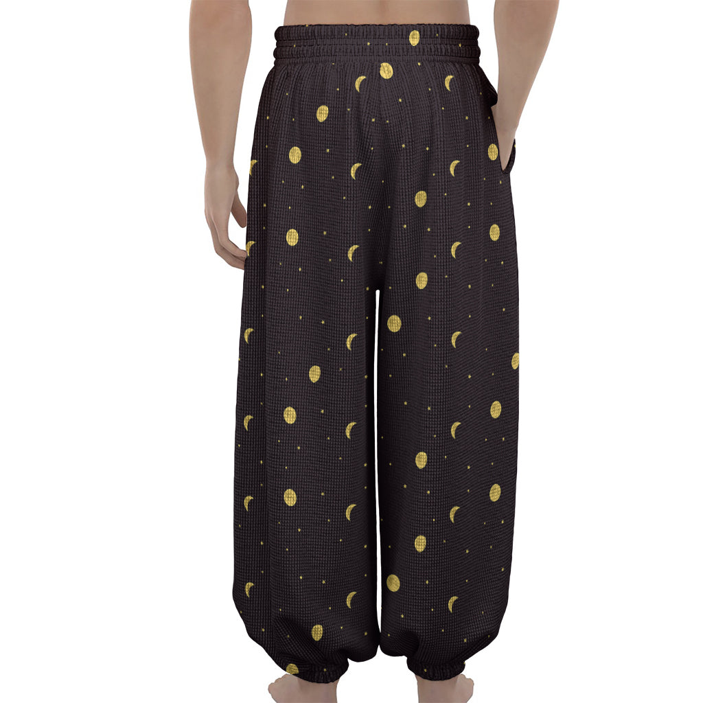 Moon Phase And Stars Pattern Print Lantern Pants