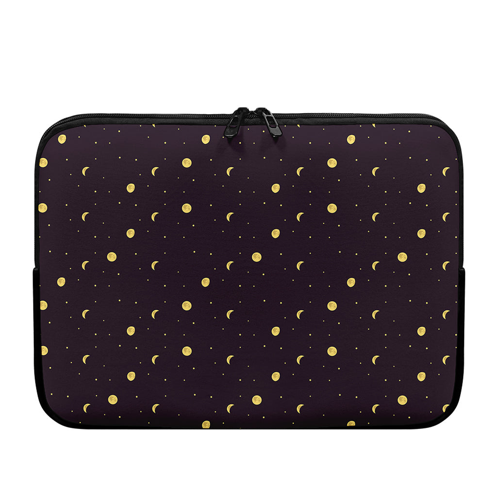 Moon Phase And Stars Pattern Print Laptop Sleeve