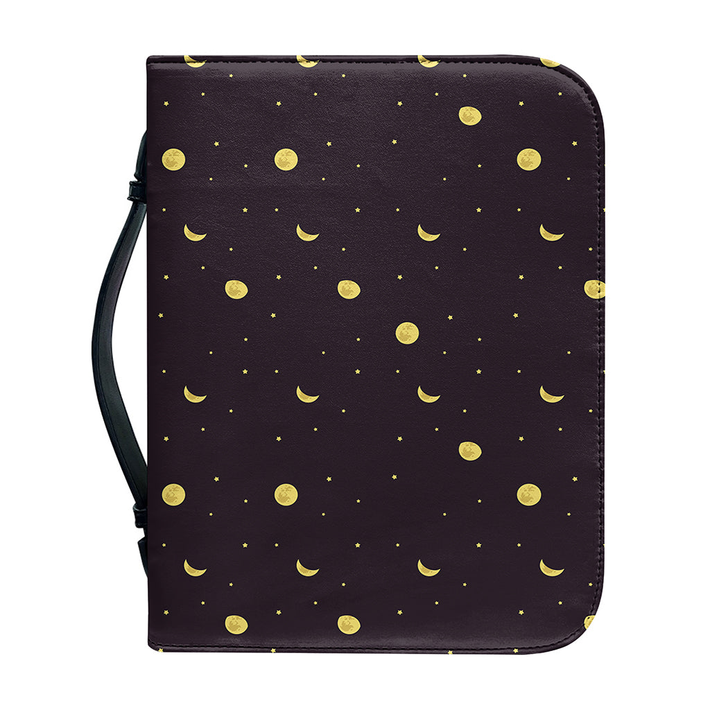 Moon Phase And Stars Pattern Print Leather Bible Cover
