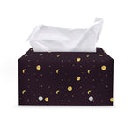 Moon Phase And Stars Pattern Print Leather Tissue Box Cover