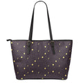 Moon Phase And Stars Pattern Print Leather Tote Bag With Zipper