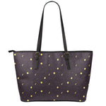 Moon Phase And Stars Pattern Print Leather Tote Bag