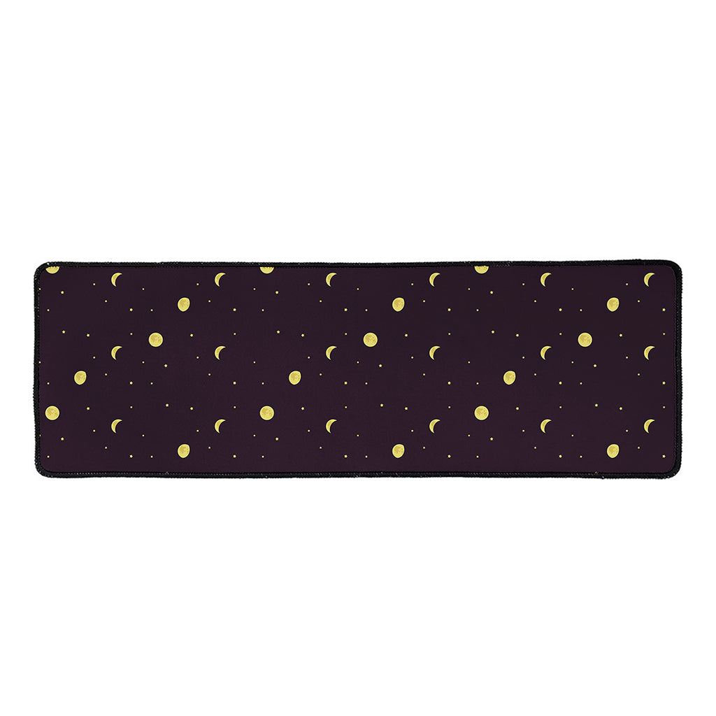 Moon Phase And Stars Pattern Print Long Kitchen Mat