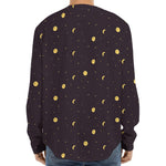 Moon Phase And Stars Pattern Print Long Sleeve Baseball Jersey