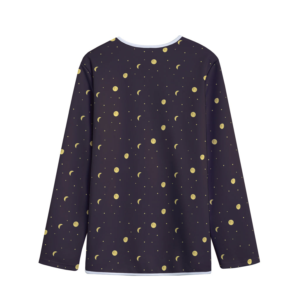 Moon Phase And Stars Pattern Print Long Sleeve Short Coat