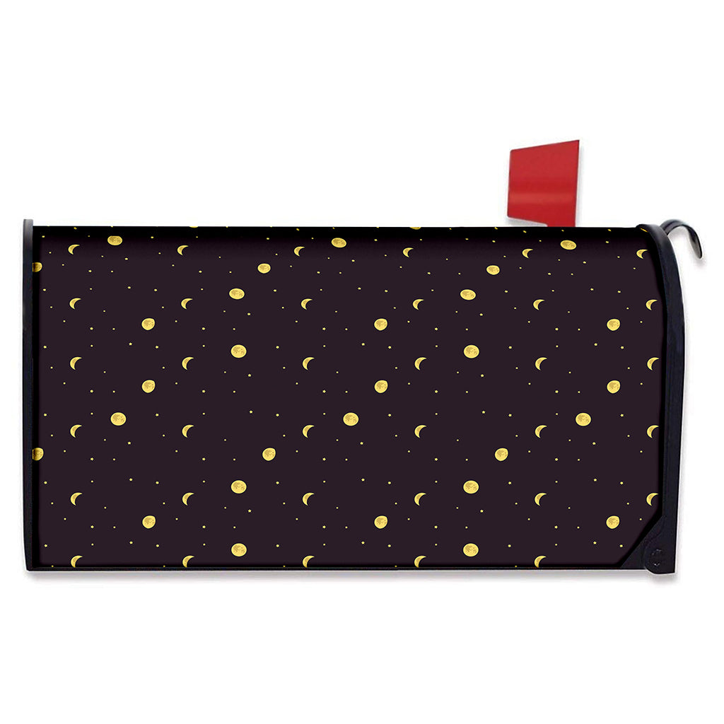 Moon Phase And Stars Pattern Print Mailbox Cover