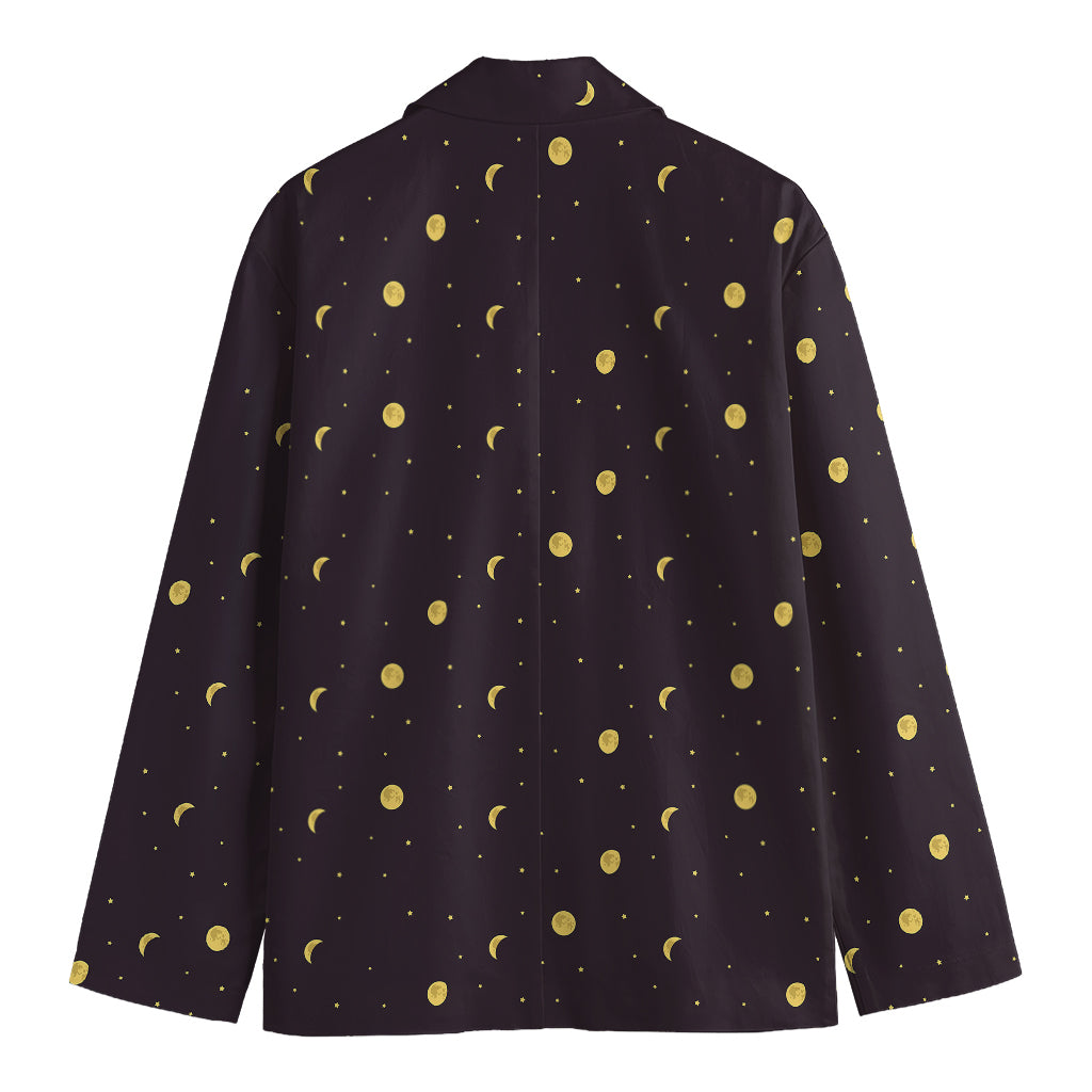 Moon Phase And Stars Pattern Print Men's Blazer