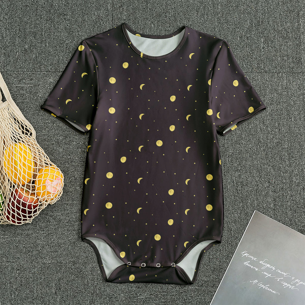 Moon Phase And Stars Pattern Print Men's Bodysuit
