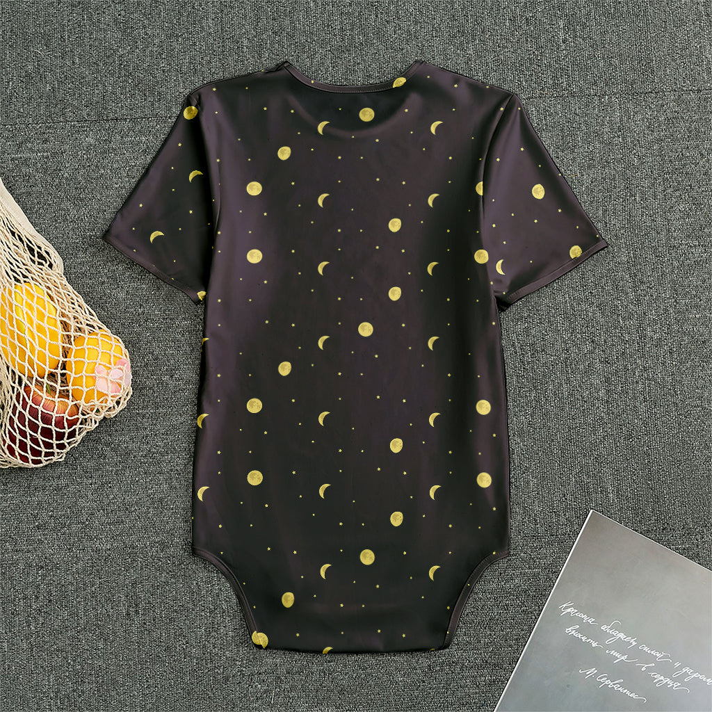 Moon Phase And Stars Pattern Print Men's Bodysuit