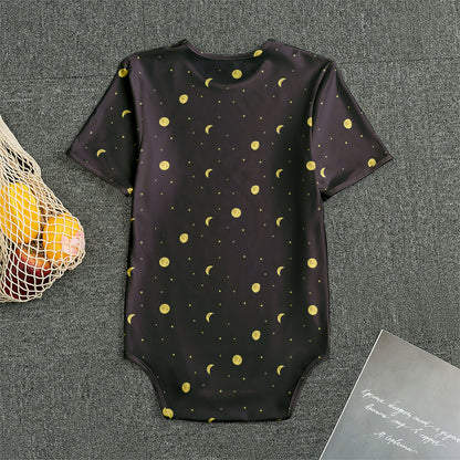 Moon Phase And Stars Pattern Print Men's Bodysuit