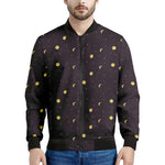 Moon Phase And Stars Pattern Print Men's Bomber Jacket