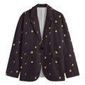 Moon Phase And Stars Pattern Print Men's Cotton Blazer