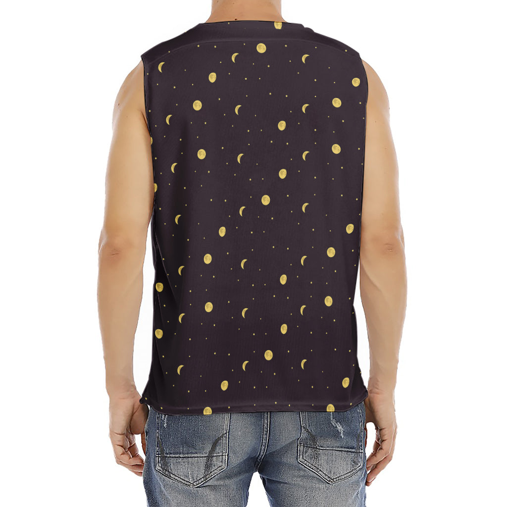 Moon Phase And Stars Pattern Print Men's Fitness Tank Top