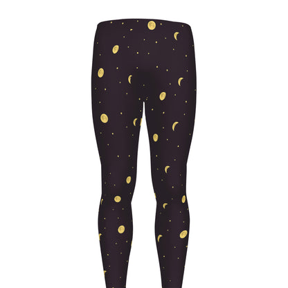 Moon Phase And Stars Pattern Print Men's leggings