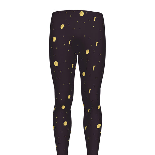 Moon Phase And Stars Pattern Print Men's leggings