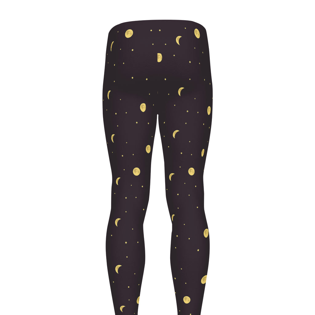 Moon Phase And Stars Pattern Print Men's leggings