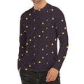 Moon Phase And Stars Pattern Print Men's Long Sleeve Rash Guard