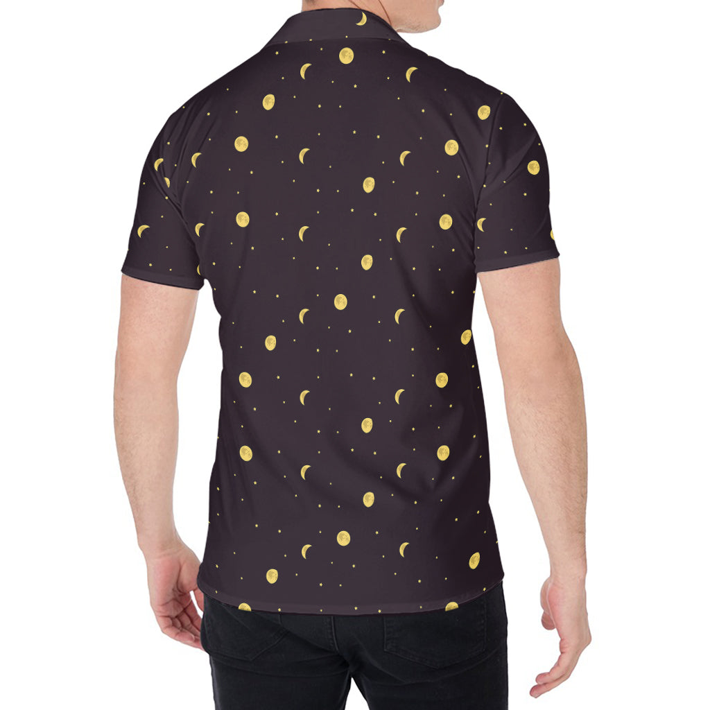 Moon Phase And Stars Pattern Print Men's Shirt