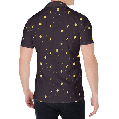 Moon Phase And Stars Pattern Print Men's Shirt