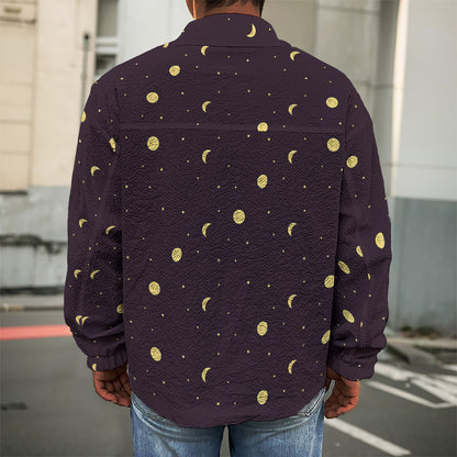 Moon Phase And Stars Pattern Print Men's Shirt Jacket