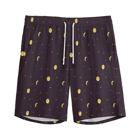 Moon Phase And Stars Pattern Print Men's Sports Shorts
