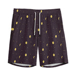 Moon Phase And Stars Pattern Print Men's Sports Shorts