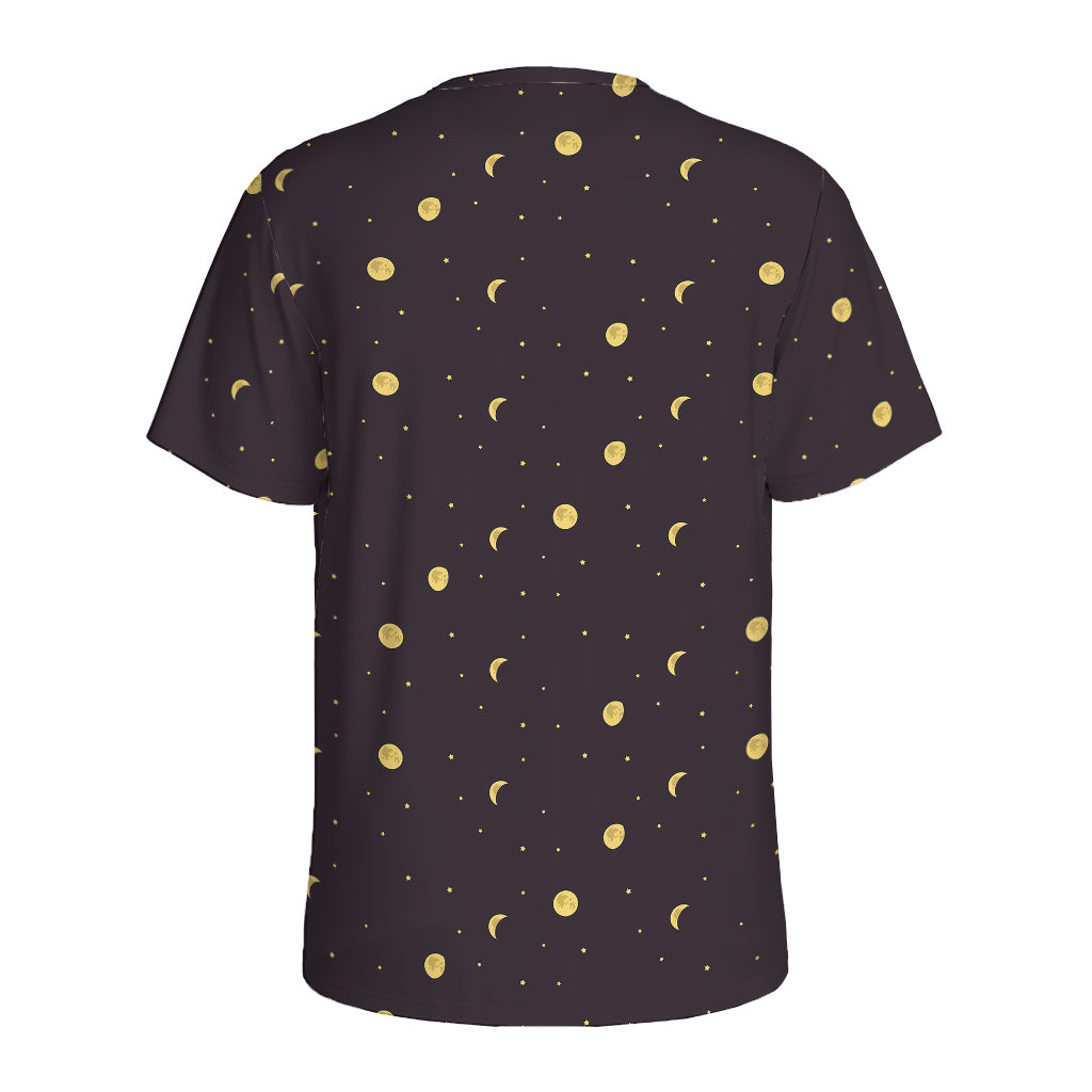 Moon Phase And Stars Pattern Print Men's Sports T-Shirt