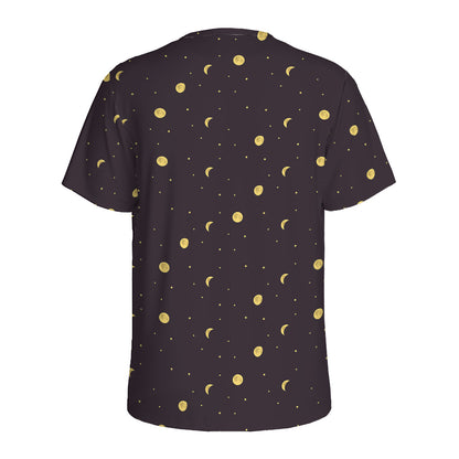 Moon Phase And Stars Pattern Print Men's Sports T-Shirt