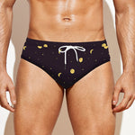 Moon Phase And Stars Pattern Print Men's Swim Briefs