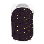 Moon Phase And Stars Pattern Print Mesh Laundry Hamper