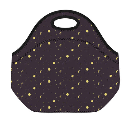 Moon Phase And Stars Pattern Print Neoprene Lunch Bag