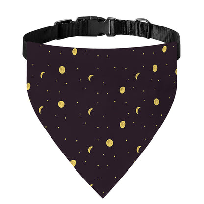 Moon Phase And Stars Pattern Print Over The Collar Dog Bandana