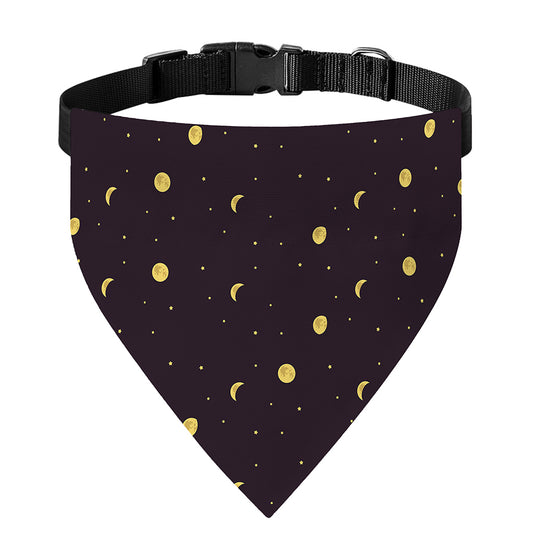 Moon Phase And Stars Pattern Print Over The Collar Dog Bandana